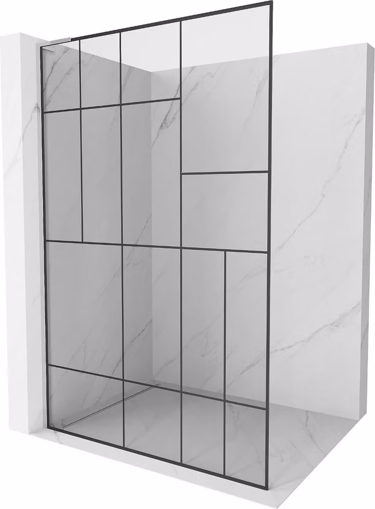 Mexen Kioto L pannello doccia Walk-in 90 x 200 cm, motivo nero, cromo - 800-090-103-01-78