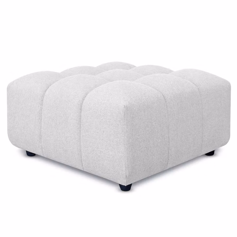 Pouf poggiapiedi con bombature morbide, Pouf Rubiq Ghiaccio 60 x 150 cm