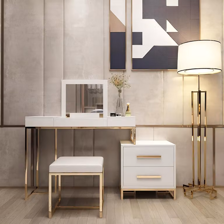 Schmink Tische Konsolen Tisch Schlaf Zimmer Holz Spiegel + Kommode Side Board