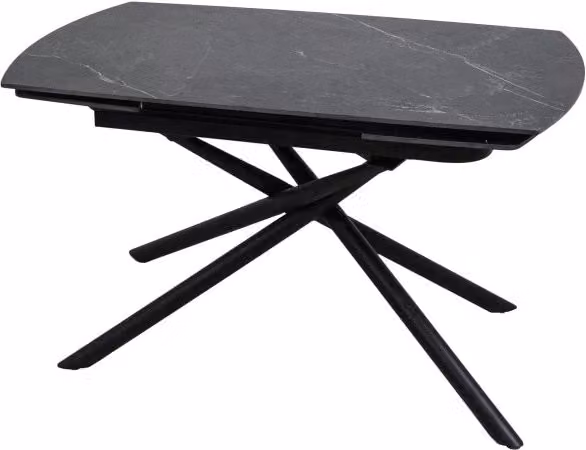 Tavolo moderno allungabile Mobili 2G con piano in ceramica effetto marmo grigio e nero L: 130 cm, P: 80 cm, H: 78 cm