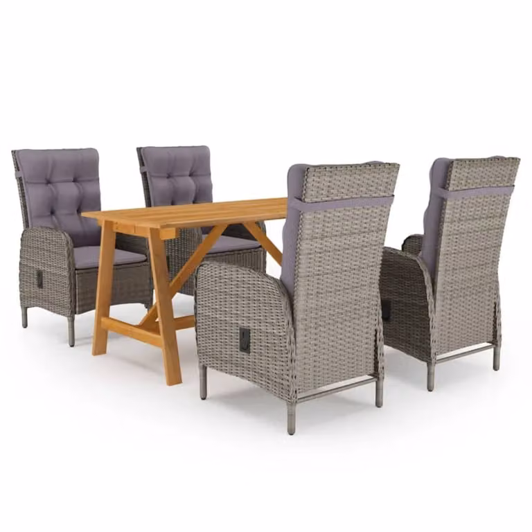 Maison Exclusive - Set da pranzo da giardino 5 pezzi, grigio