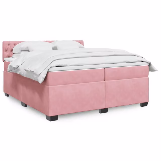 Giroletto a Molle con Materasso Rosa 200x200 cm in Velluto 3288713