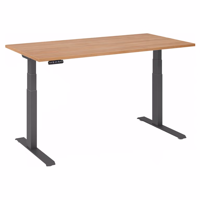 Scrivania regolabile in altezza XDKB | 2 motori | 120 - 180 cm | elettrica, dimensioni piano:160 x 80 cm, colore piano:noce, colore struttura:grafite