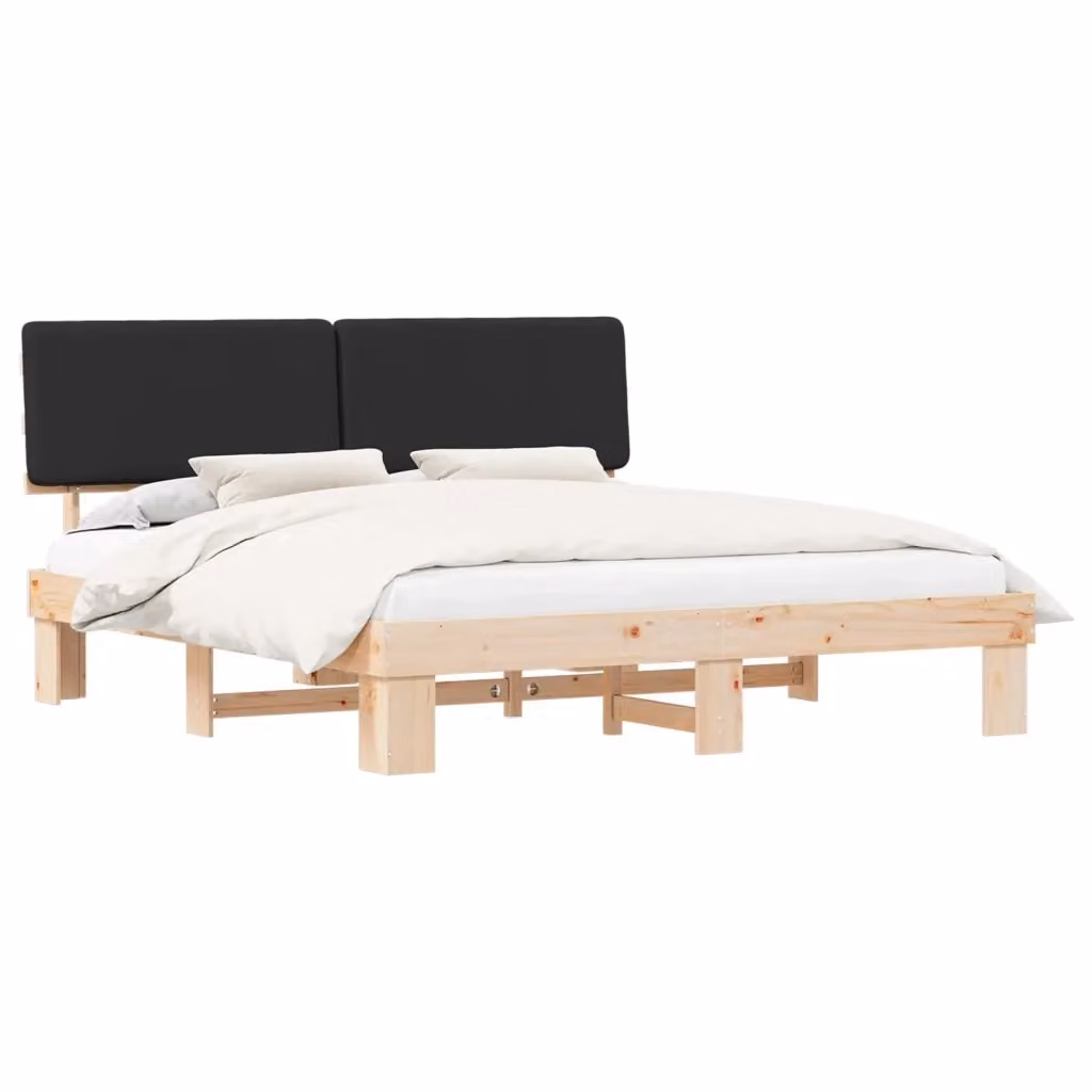 Letto con testiera rivestita vidaXL in pino massello nero 180 x 200 cm – 2