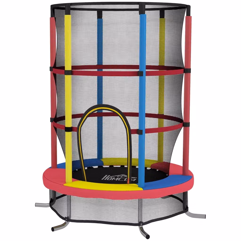 Trampolino elastico per bambini XYLO con rete di sicurezza e struttura in metallo, multicolore, diametro: 160 cm – 2