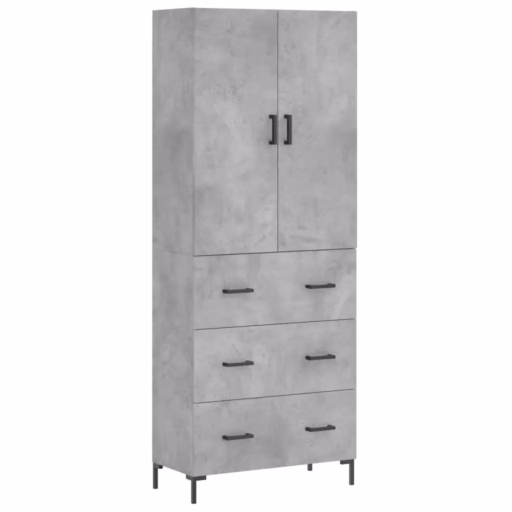 Credenza moderna vidaXL in legno e metallo grigio, sospesa a parete, L: 69,5 cm, P: 34 cm, H: 180 cm – 2