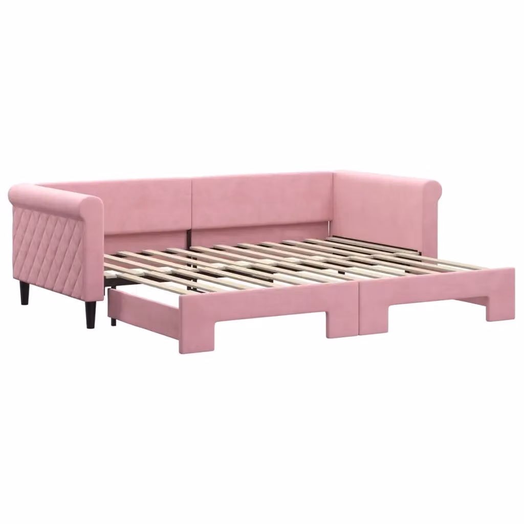 Divano Letto Moderno vidaXL in Velluto Rosa per Soggiorno e Camera da Letto – 2