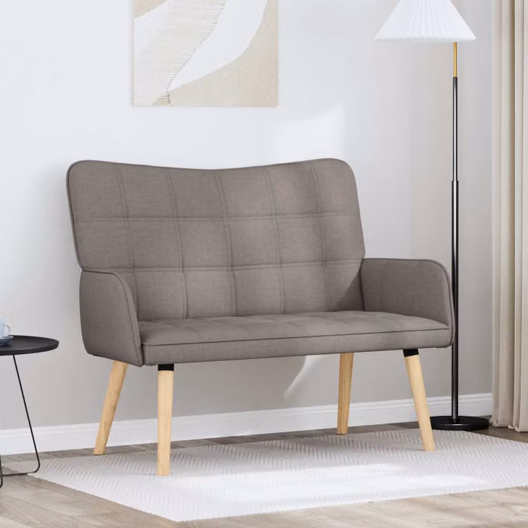 Divano a 2 posti vidaXL in tessuto beige e grigio, stile minimalista e lineare, L: 115 cm, P: 61 cm, H: 87 cm