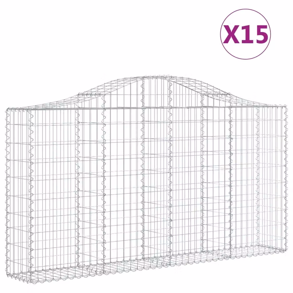 Set di 15 Cesti Gabbioni ad Arco Videx in Acciaio Zincato Colore Argento L: 200 cm, P: 30 cm, H: 100/120 cm – 2