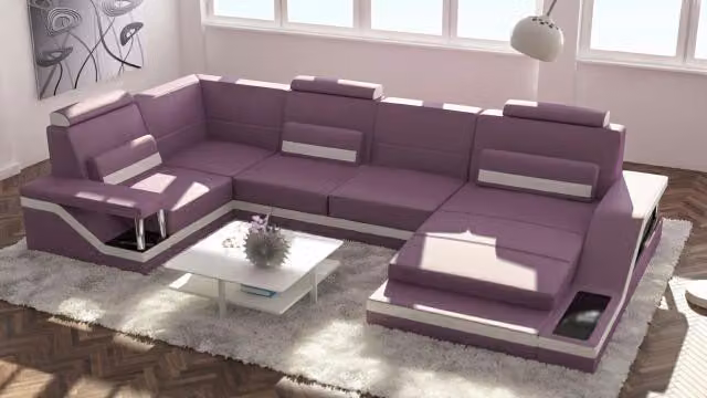 Wohnlandschaft Sofa mit USB Polster Ecksofa Garnitur Leder Sofas
