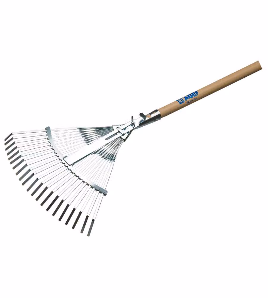 Agef Rastrello Scopa Regolabile 21 Denti - Zincato - 39-48/29 cm