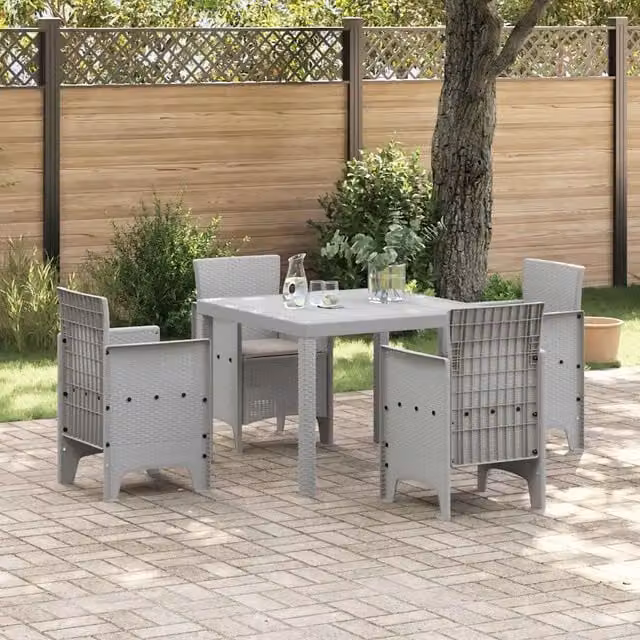 Set da Pranzo per Giardino 5 pz Grigio chiaro Polipropilene 3378548