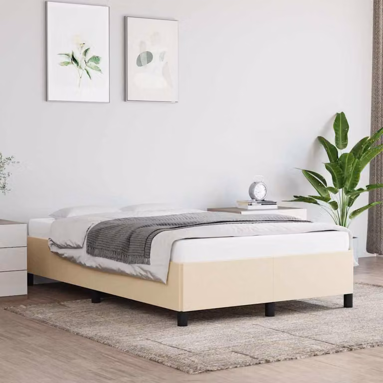 vidaXL Giroletto senza Materasso in Tessuto Beige con Listelli in Legno L: 190 cm, P: 120 cm