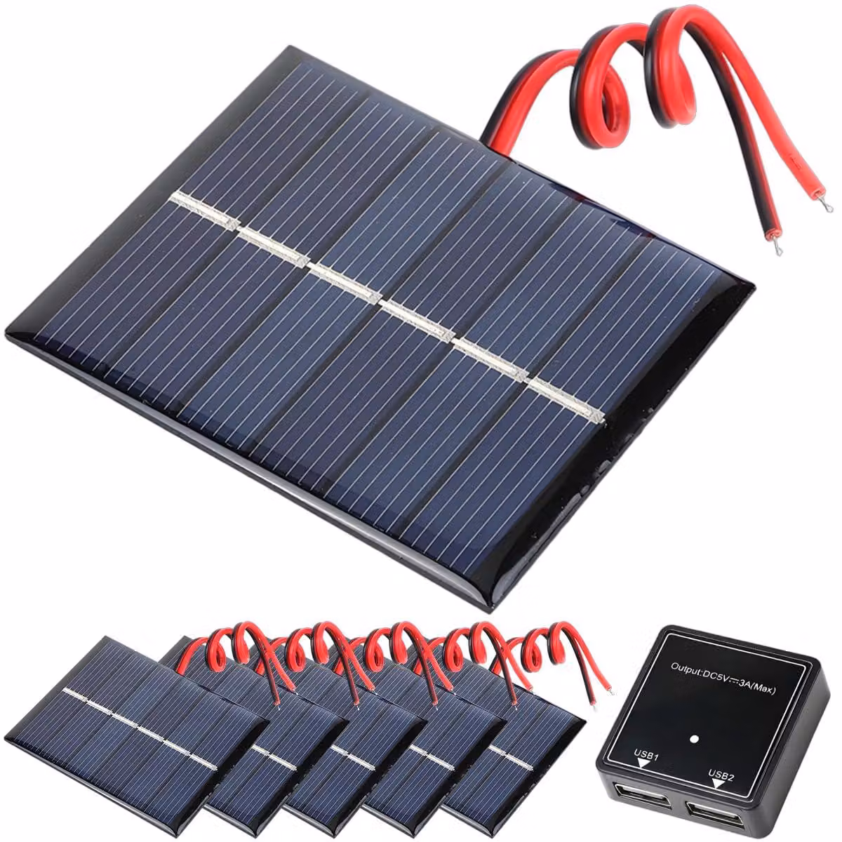 Set di 6 micro-pannelli solari da 1,5 V, 0,45 W, dimensioni 60x80 mm, kit per progetti fai-da-te