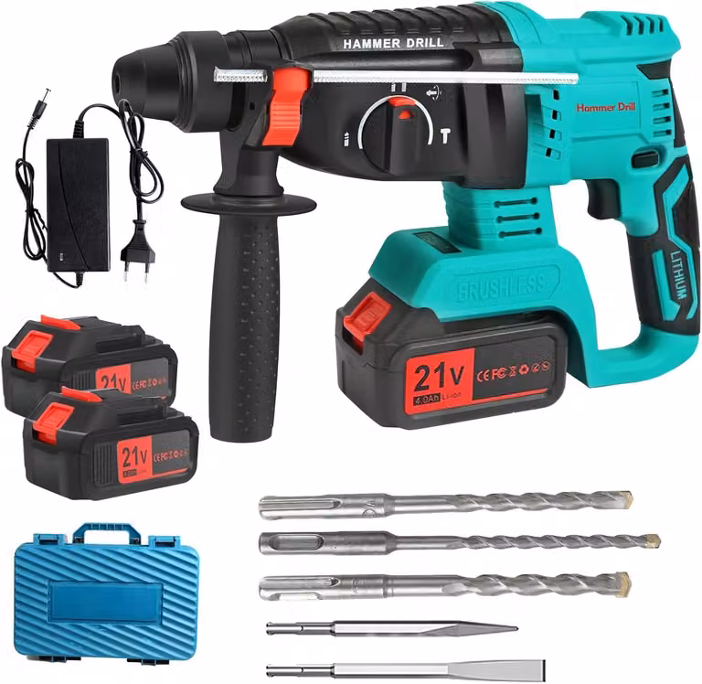 Trapano avvitatore Boorhamer - 21 V - 2 batterie da 4000 mAh - 4,5 J di forza d'impatto