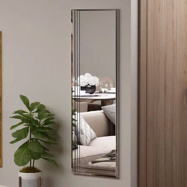 Specchio rettangolare Enego con cornice in legno, trasparente, L: 40 cm, H: 120 cm