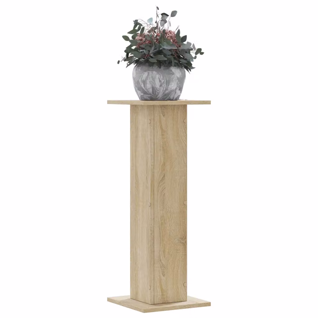 Set di 2 supporti per piante vidaXL in truciolato color rovere sonoma, L/P/H: 30 x 30 x 80 cm