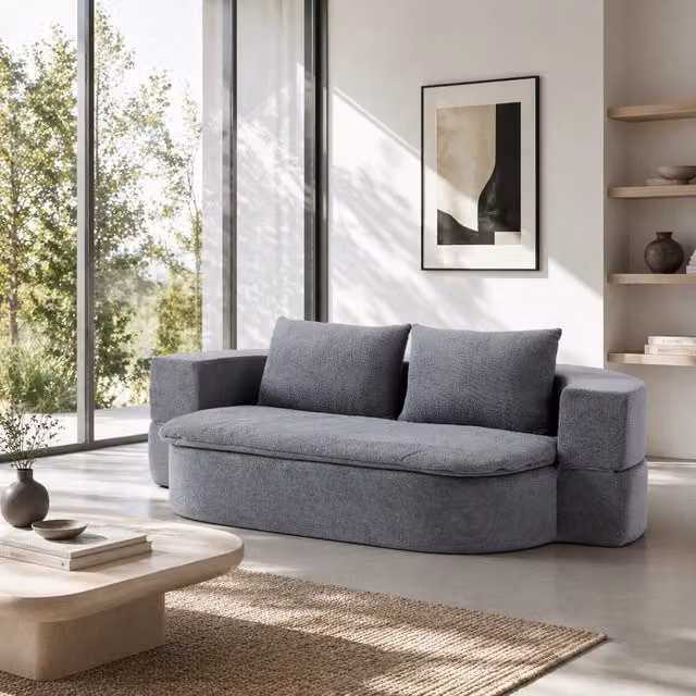 Divano letto pieghevole Minimal Grigio chiaro con 2 cuscini in spuma ad alta densità, modello singolo L: 130 cm, P: 60 cm, H: 24,6 cm – 1