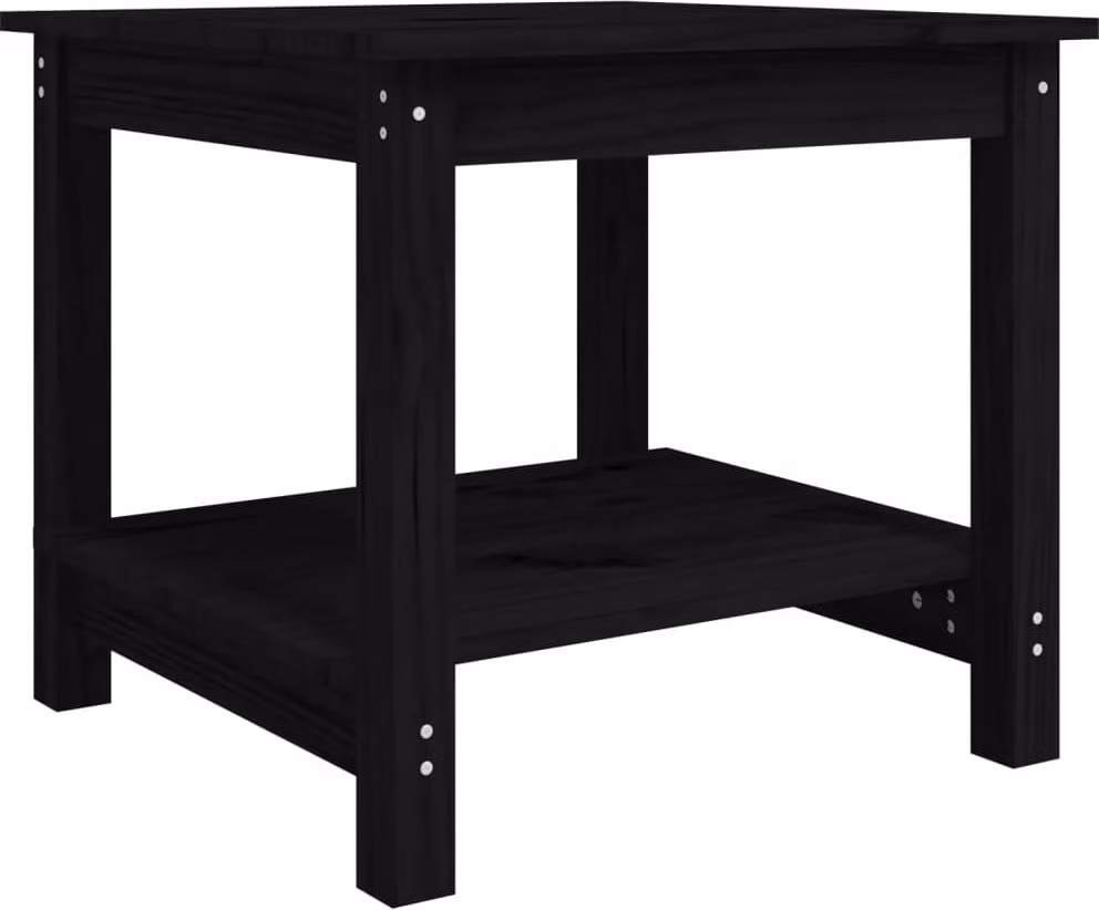Tavolino da Salotto Nero 50x50x45 cm Legno Massello di Pino
