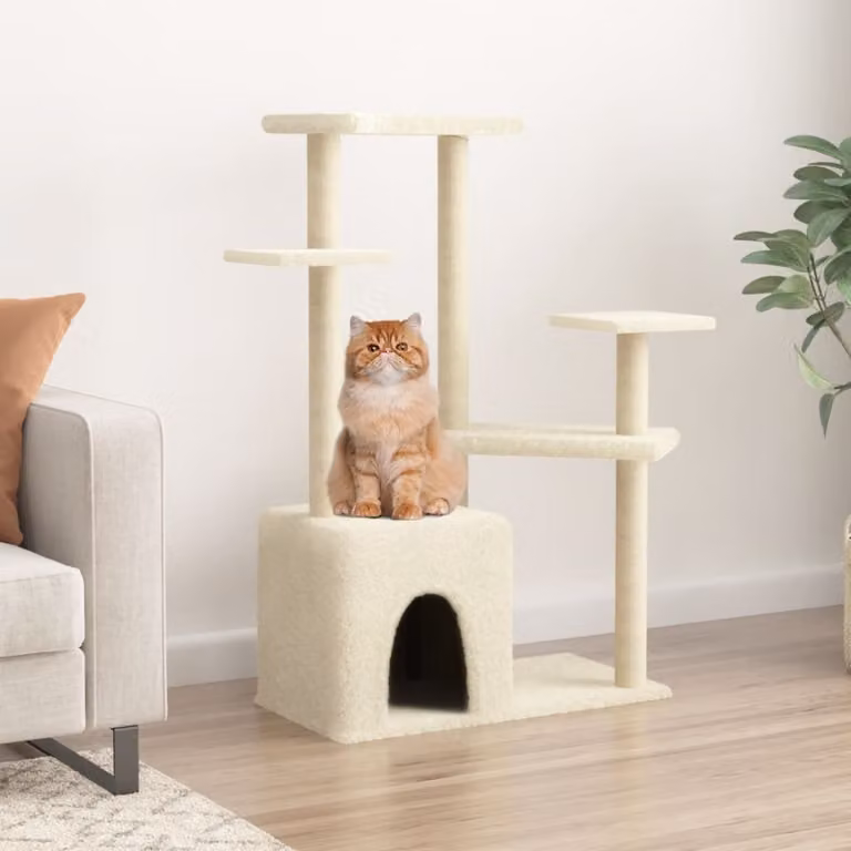 Albero per gatti vidaXL con tiragraffi in sisal sostituibile, colore beige, Altezza: 107,5 cm