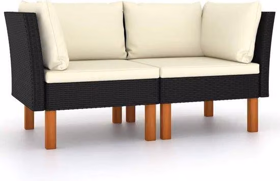 Panca angolare a due posti in polyrattan e legno di eucalipto