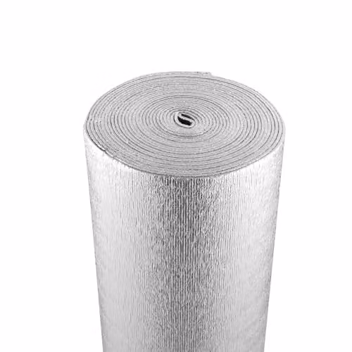 VEVOR Rotolo di Isolamento Riflettente Doppio, Barriera Radiante con Anima in Schiuma, 122 x 1524 cm, Scudo Riflettente del Calore in Schiuma EPE in Alluminio Bifacciale, per Finestre Camper