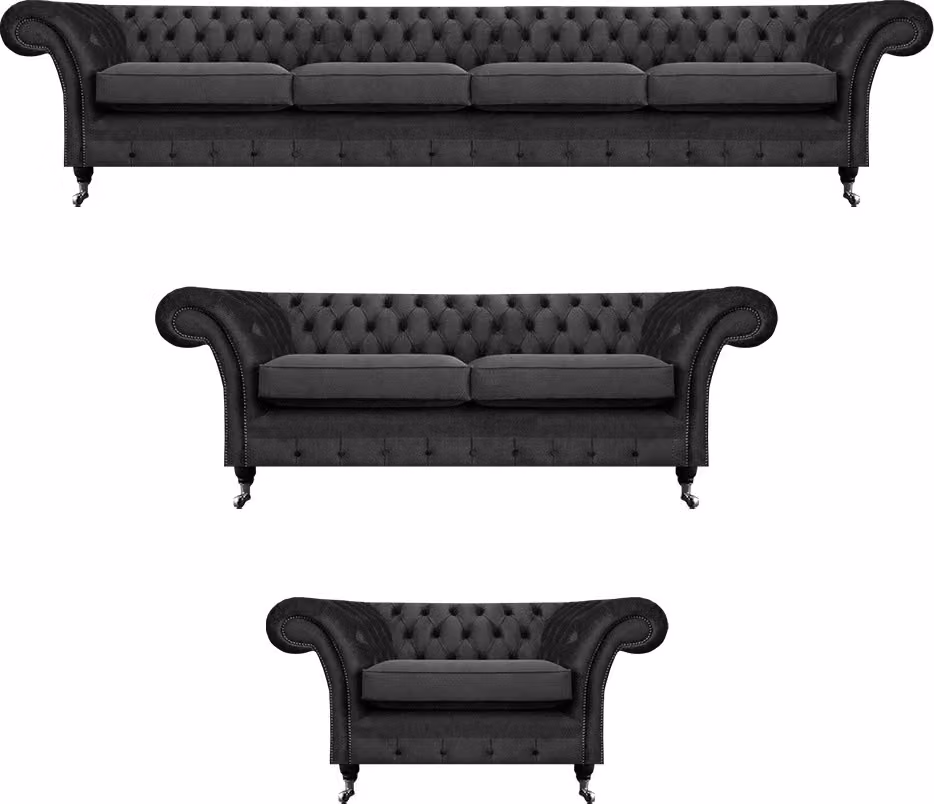 Komplett Set Chesterfield Sofas Einrichtung Sofagarnitur Sessel Wohnzimmer 4+2+1