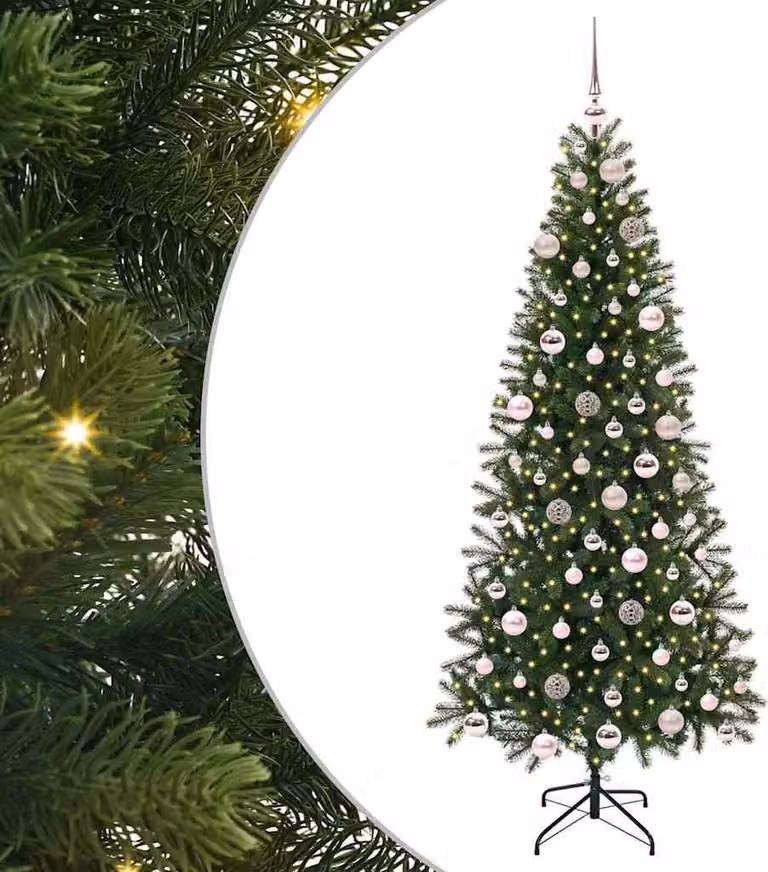 Albero di Natale artificiale con 300 LED Verde 180 cm PE e PVC