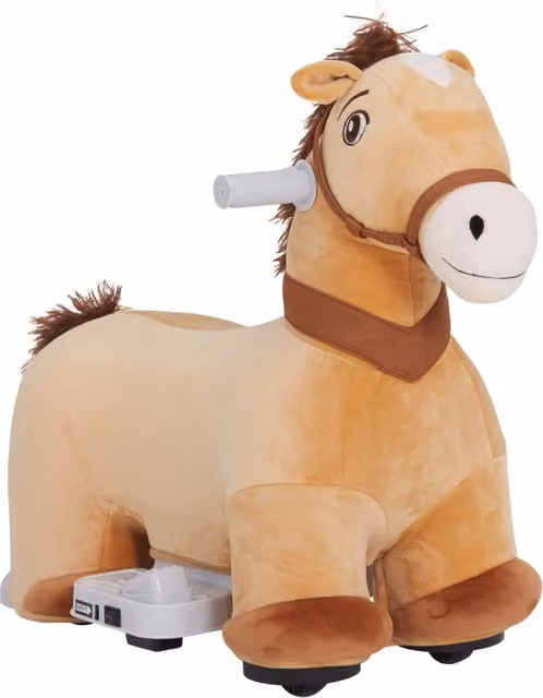 Cavallo Elettrico Xylo per Bambini 18-36 Mesi con Musica e Luci, Colore Marrone, L 69 x P 34 x H 53 cm