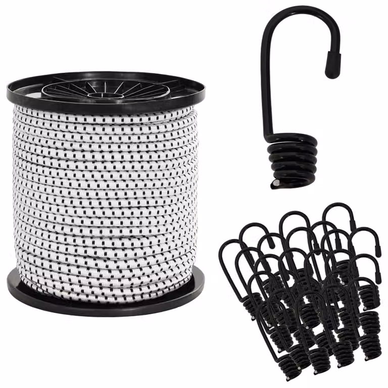 Corde Bungee con Ganci vidaXL in PP e gomma, Nero e Bianco, 4 mm