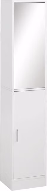 Mobile Colonna Bagno Zephmum in Legno Bianco con Anta a Specchio e 5 Ripiani L/P/H: 32 x 28 x 162 cm
