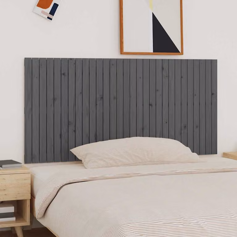 Testiera da parete vidaXL in legno massello di pino, colore grigio, L: 185 cm, H: 90 cm, P: 3 cm
