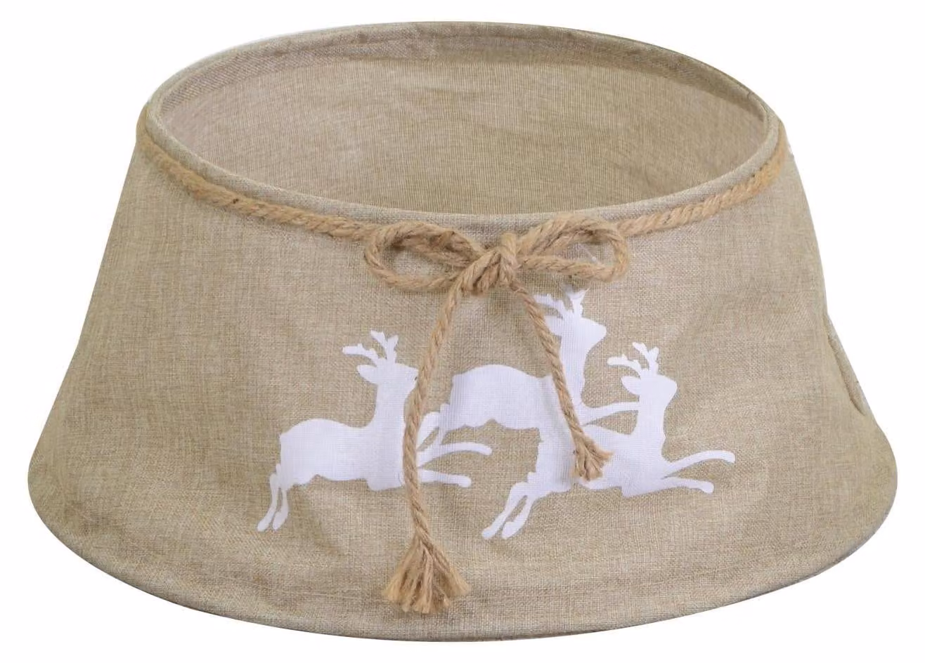 Copri base albero tessuto pieghevole renne beige tondo cm Ø56xh25