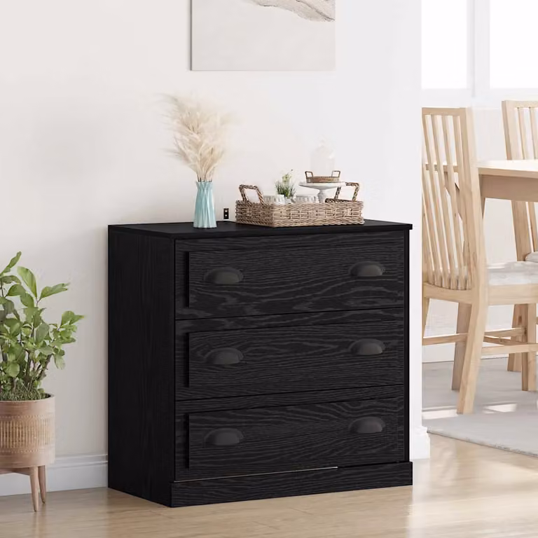 Credenza moderna vidaXL in legno ingegnerizzato MDF, colore Rovere Nero, L 70 x P 35,5 x H 67,5 cm