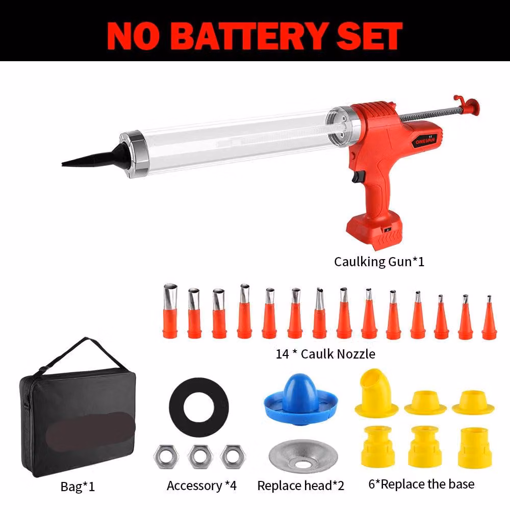Pistola applicatrice - Pistola a batteria - 6 velocità - 18V - Forza di 10000N - Include 14 ugelli