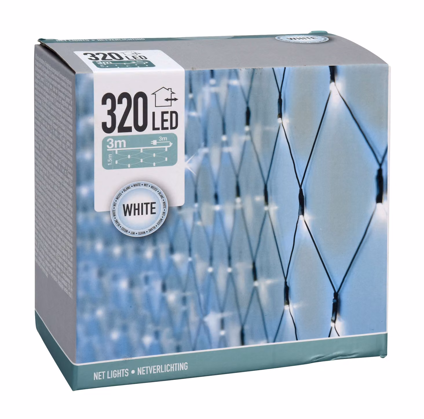 Rete luminosa decorativa con 320 LED - bianco freddo - tenda luminosa da giardino 300 x 150 cm per esterni con cavo e spina di rete
