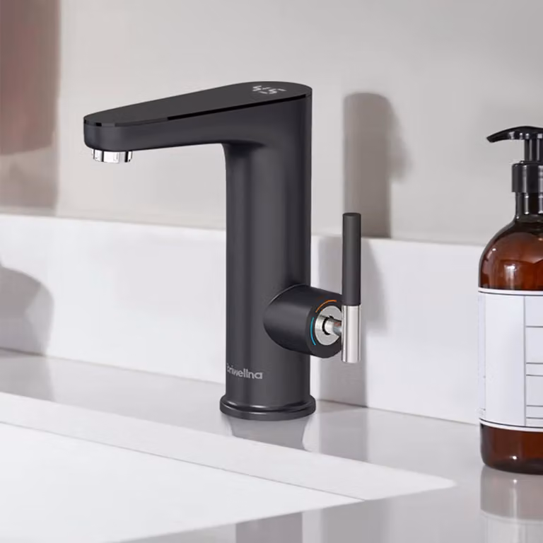 Rubinetto per acqua calda da 3200 W, scaldacqua istantaneo, display digitale, temperatura regolabile da 30 a 45 °C, colore nero