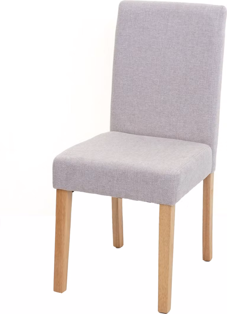 Sedia da pranzo Littau, sedia da cucina, tessuto/tessuto ~ crema-beige, gambe chiare