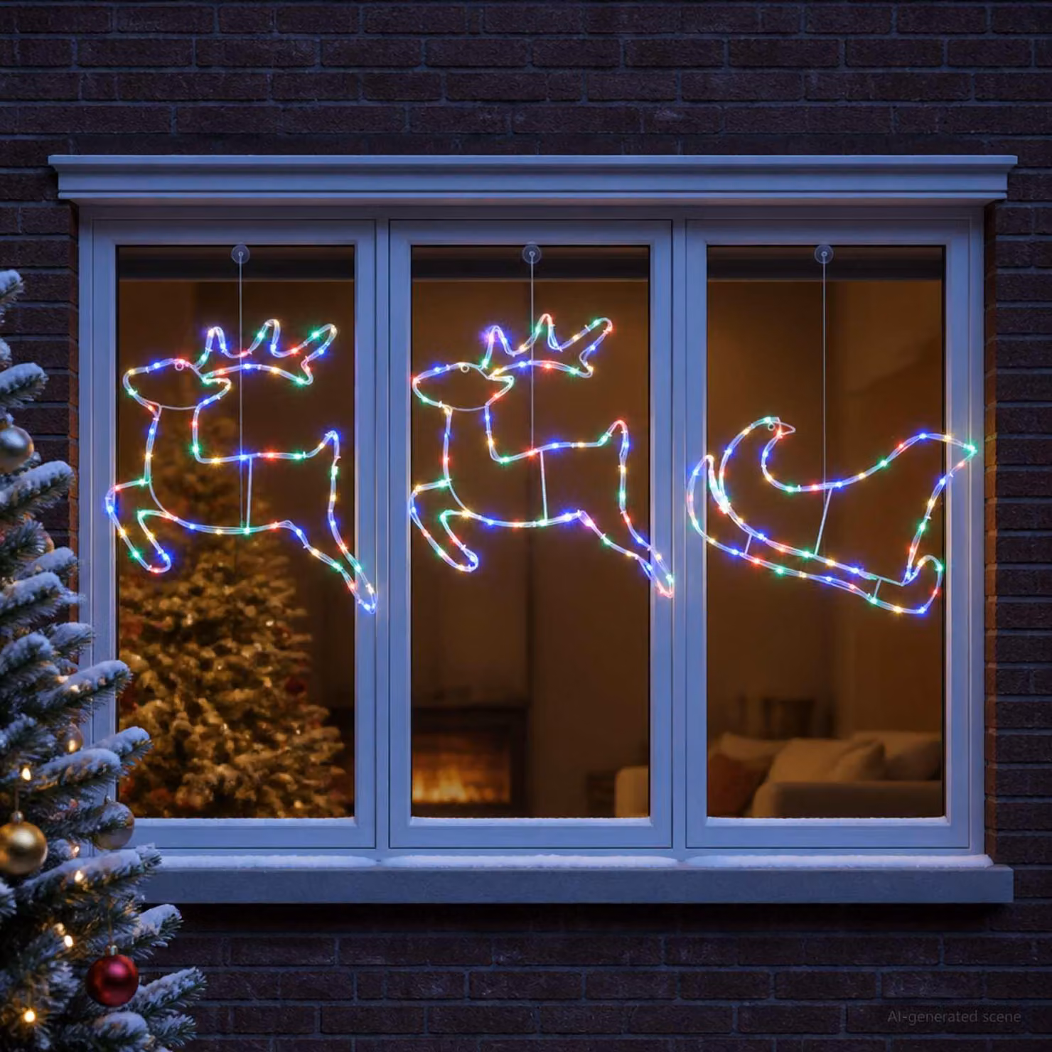 Decorazione natalizia "Rentier e slitta" con 180 LED, marca LOVIISA