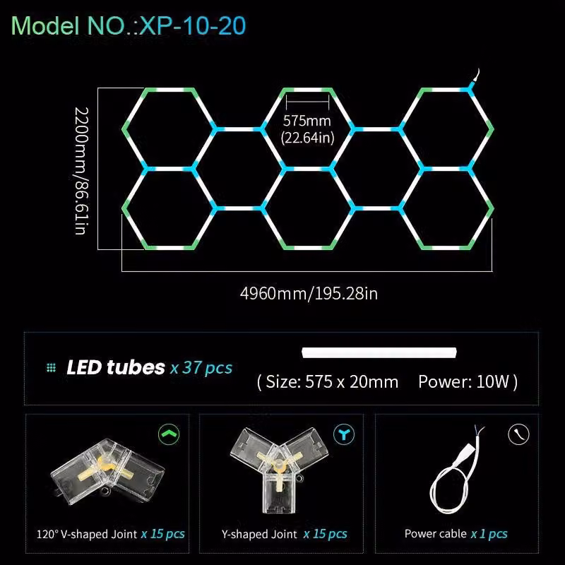 Lampada a LED esagonale per garage, plafoniera a griglia, 85-265V, ideale per officine