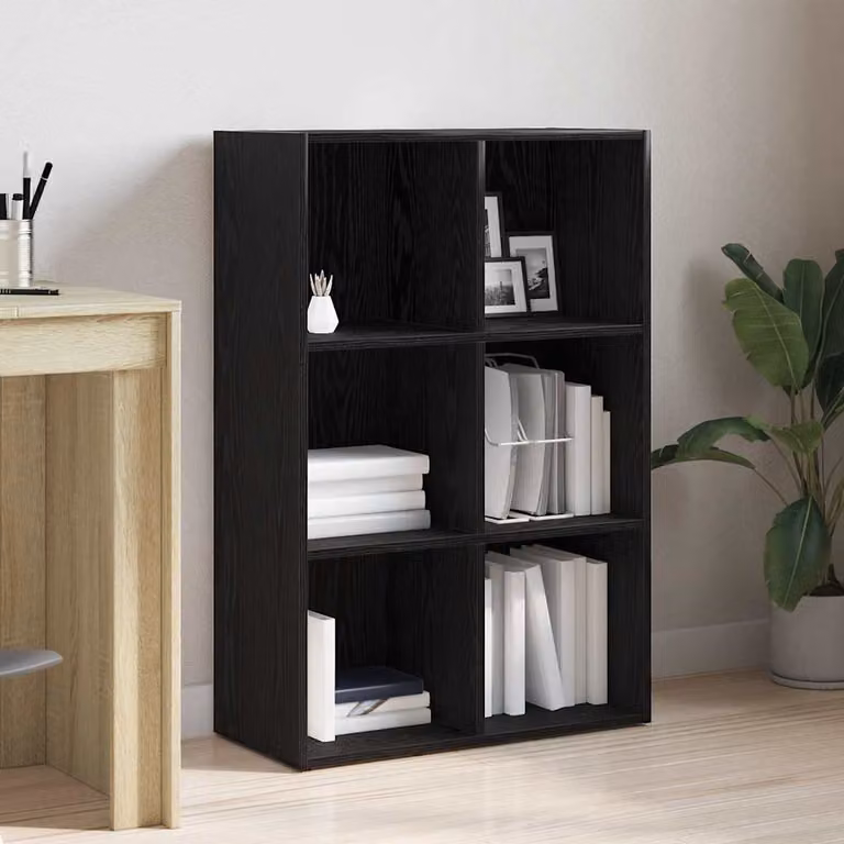 Libreria moderna vidaXL in legno nero con pannello posteriore L: 66 cm, P: 30 cm, H: 98 cm