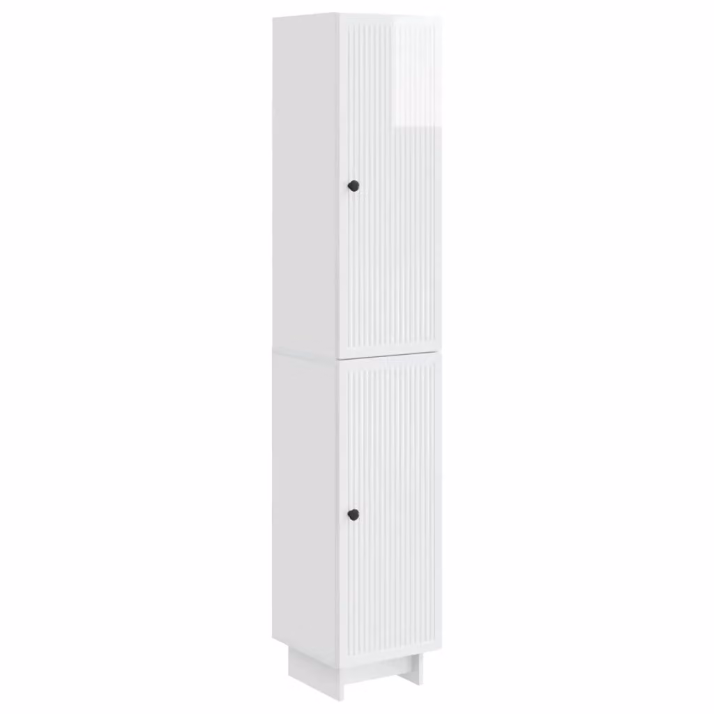 Set di mobili moderni vidaXL composto da lowboard e pensili a muro in MDF bianco lucido con illuminazione integrata e ripiani interni – 2