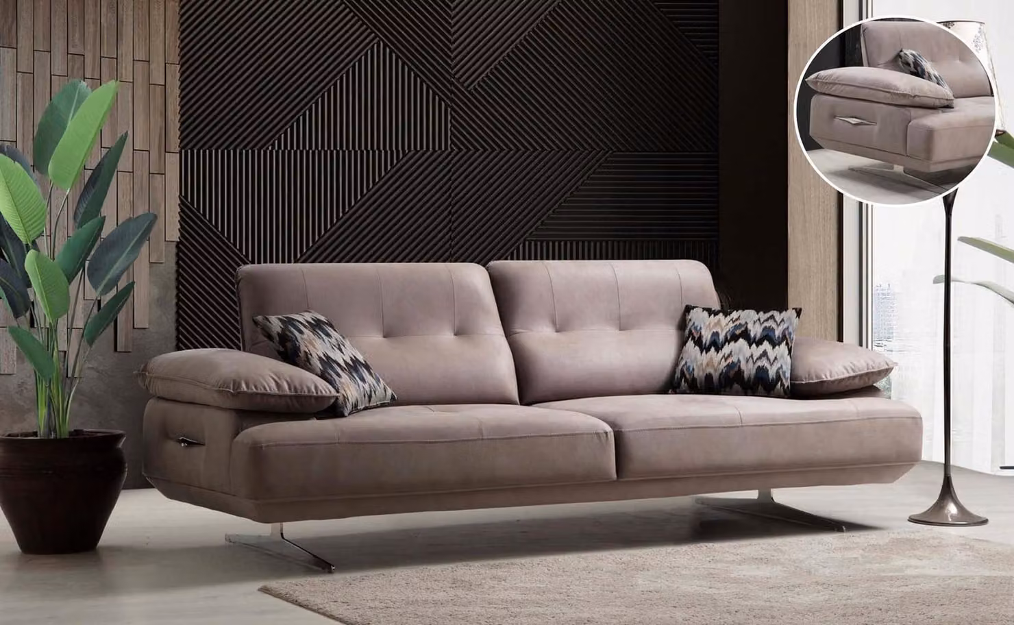Italienische Stil Möbel Dreisitzer Couch Polster Sofa Luxus Couchen Textil Stoff