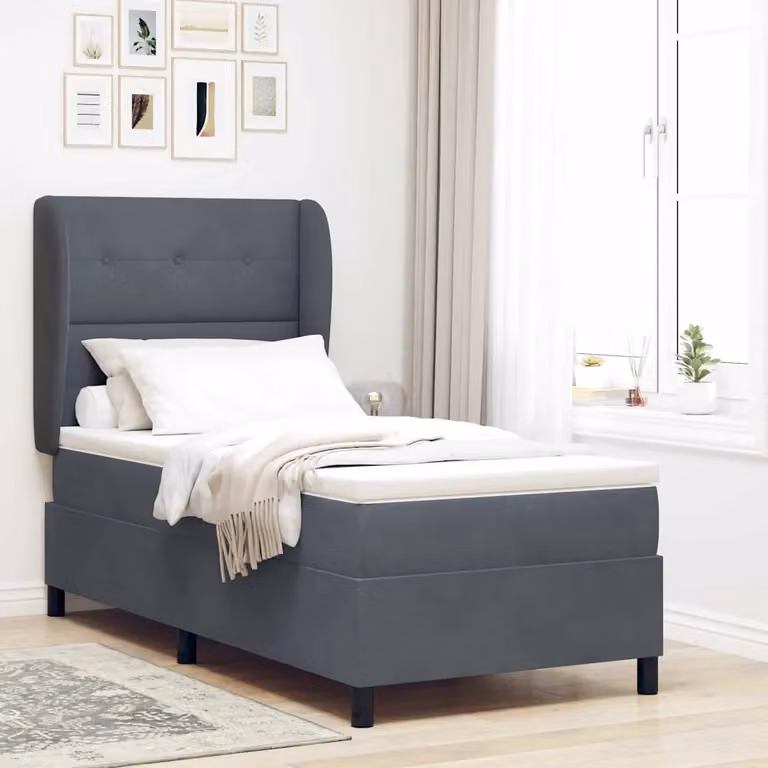 Letto ibrido con testiera in velluto vidaXL Grigio, L 200 cm x P 80 cm