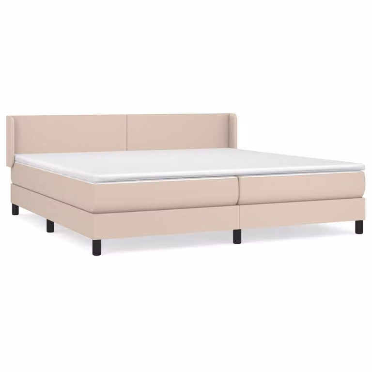 Giroletto a Molle con Materasso Cappuccino 200x200cm Pelle finta