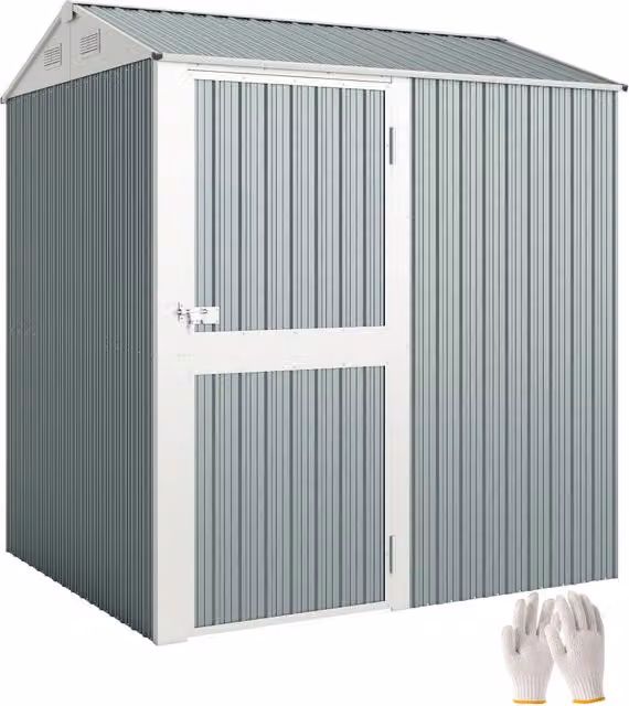 Casetta da giardino metallo ¨C Zephmum ¨C Grigio 209x177x236 cm