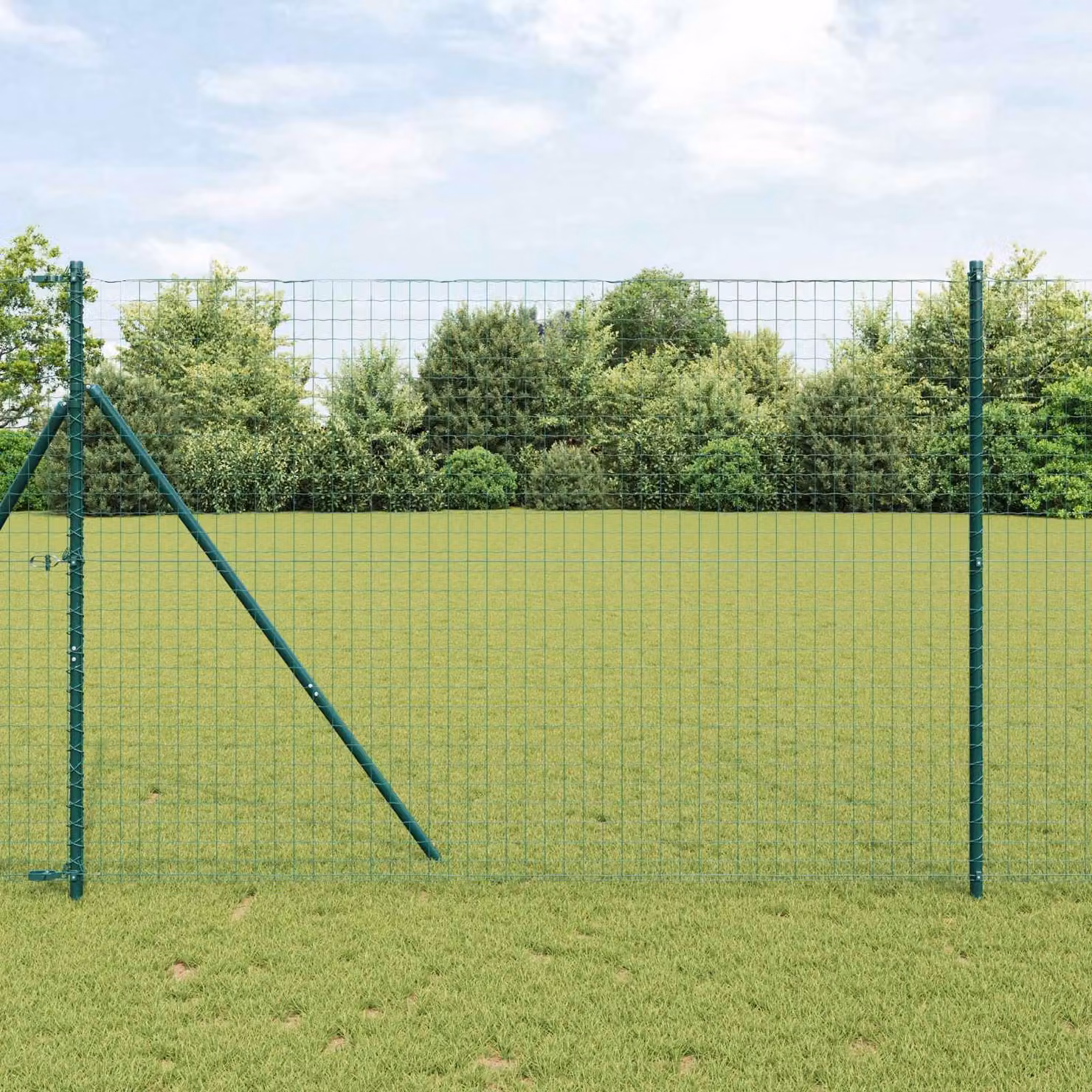 Set di 12 pali per recinzione vidaXL in acciaio verniciato a polvere verde, H: 200 cm, L: 3,2 cm, P: 3,2 cm