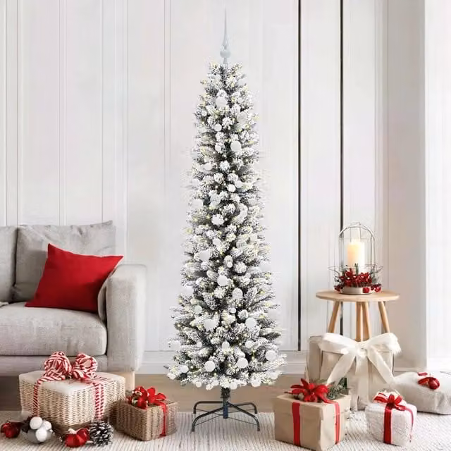 Albero di Natale artificiale moderno vidaXL bianco con luci LED bianco caldo, Altezza: 180 cm