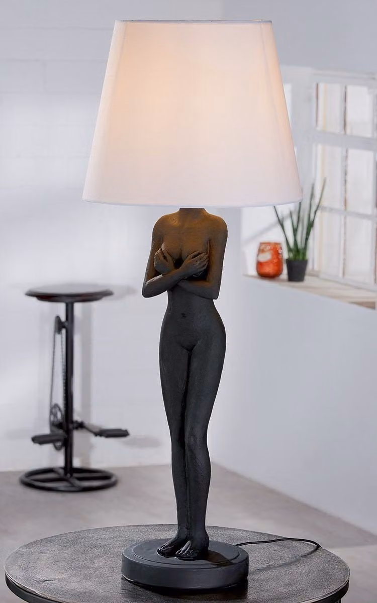 Lampada da tavolo Gilde, "Lady Black&White", motivo donna, resina sintetica, nero, VE 1, h. 78 cm, d. 30,5 cm 37163