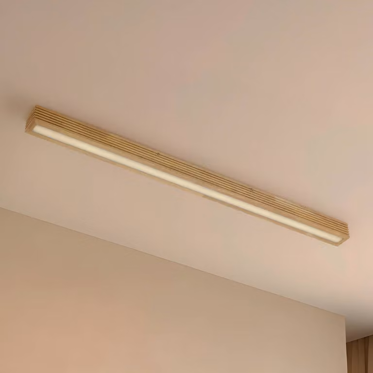 Plafoniera soffitto Emara Lucande, dimmerabile, Legno chiaro, Soggiorno / Sala da pranzo, Legno, Design, Plafoniera